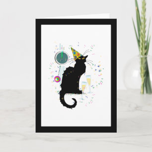 Tarjeta Festiva Le Chat Noir Feliz Año Nuevo Fiesta