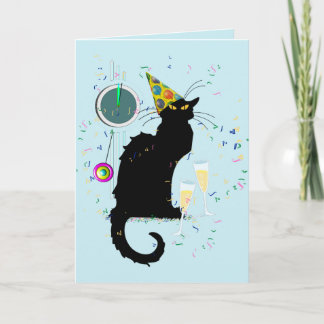 Tarjeta Festiva Le Chat Noir Feliz Año Nuevo Fiesta