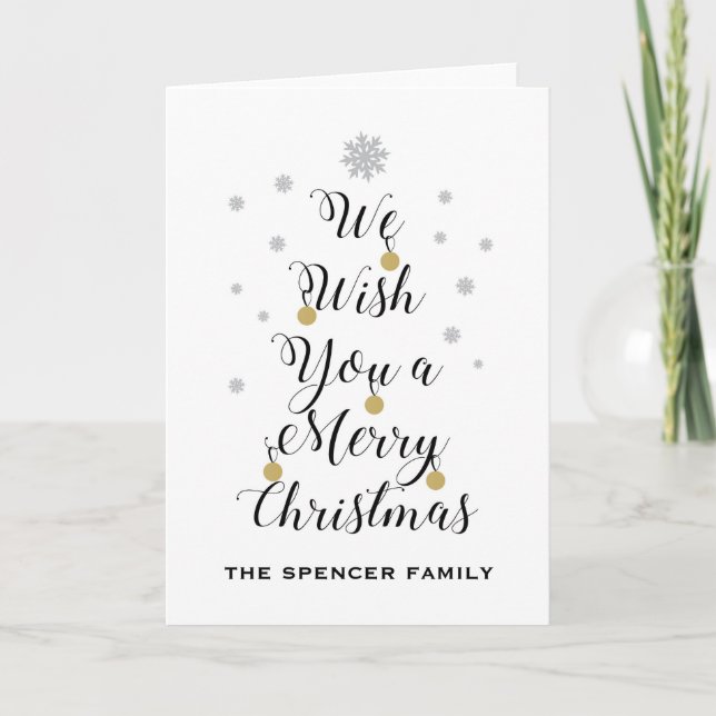 Tarjeta Festiva Le deseamos un diseño navideño feliz (Anverso)