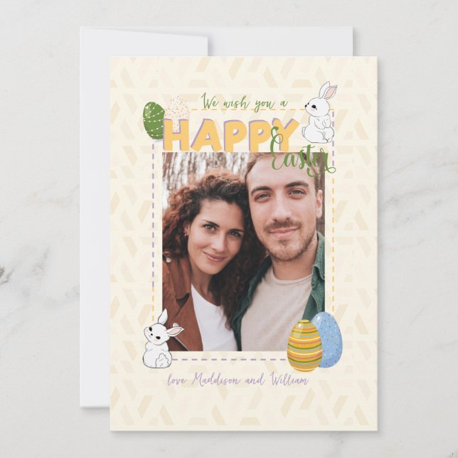 Tarjeta Festiva Le deseamos una feliz familia de fotos de Pascua (Anverso)