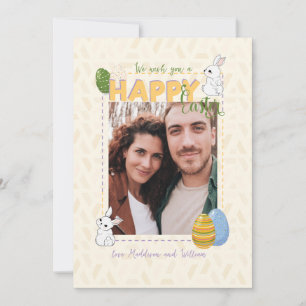 Tarjeta Festiva Le deseamos una feliz familia de fotos de Pascua