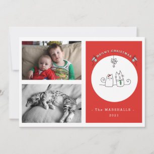 Tarjeta Festiva Le Deseamos Una Fotos De Gato Rojo De Los Navidade