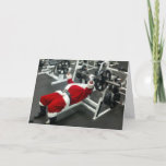 Tarjeta Festiva Lean & Mean Santa - Graciosos Navidades de Chiste<br><div class="desc">Este divertido diseño de chiste incluye fotos de Santa en el gimnasio,  levantando pesas. Perfecto para una tarjeta de visita de negocios personalizada para entrenador personal,  gimnasio,  gimnasio,  levantador de pesas o fabricante de equipos deportivos.</div>