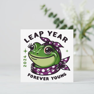 Tarjeta Festiva Leap Year 2024 Forever Young Frog