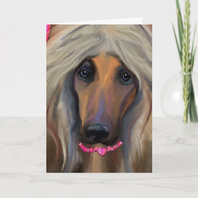 Tarjeta Festiva Lebrel afgano  (Anverso)