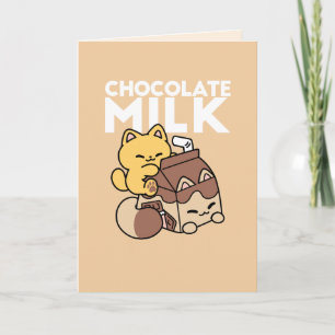 Tarjeta Festiva Leche de Chocolate Sorbiendo Felicidad – Comida de