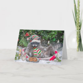 Tarjeta Festiva Leche de mapache y cookies