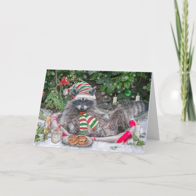 Tarjeta Festiva Leche de mapache y cookies (Anverso)