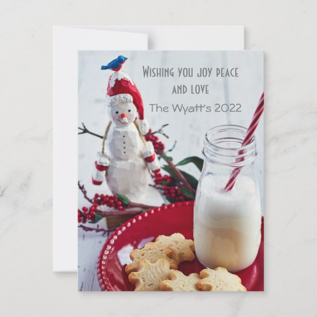 Tarjeta Festiva Leche y galletas para Santa (Anverso)