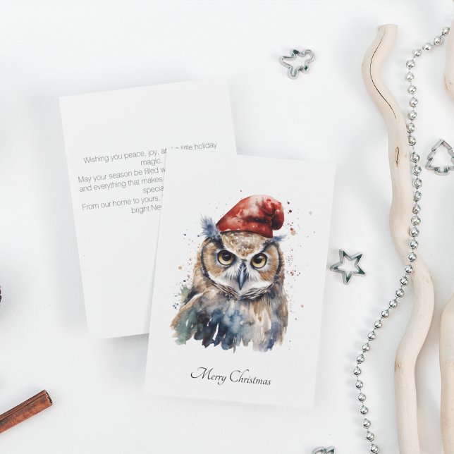 Tarjeta Festiva Lechuza de invierno encantada, personalizado (Subido por el creador)