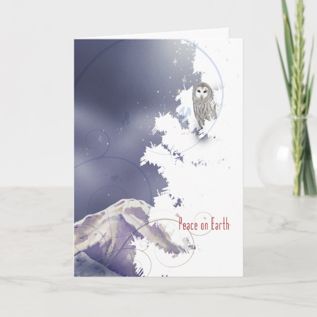 Tarjeta Festiva Lechuza de invierno X003 (Anverso)
