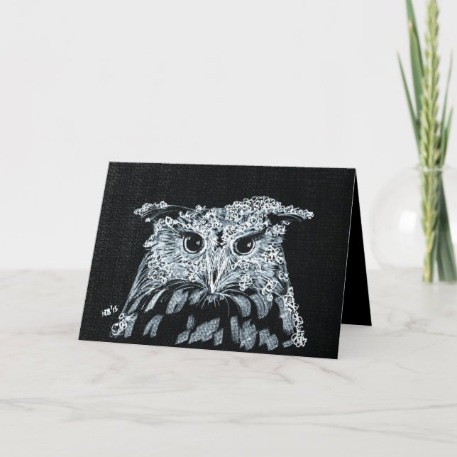 Tarjeta Festiva Lechuza de Nieve (Anverso)