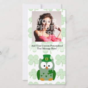 Tarjeta Festiva Lechuza del Día de San Patricio