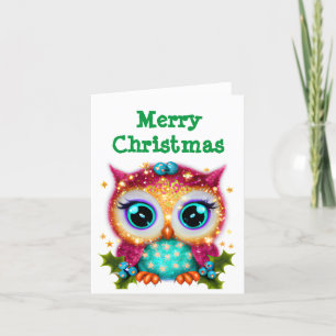 Tarjeta Festiva Lechuza Kawaii dulce y adorable