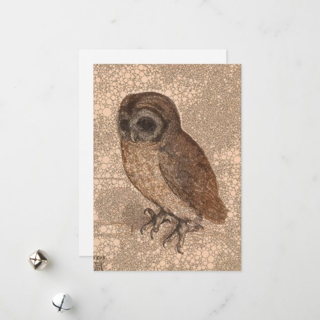 Tarjeta Festiva Lechuza pequeña, puntos infinitos después de Albre (Anverso/Reverso In Situ)