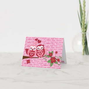 Tarjeta Festiva Lechuzas con amor Feliz Día de San Valentín tarjet