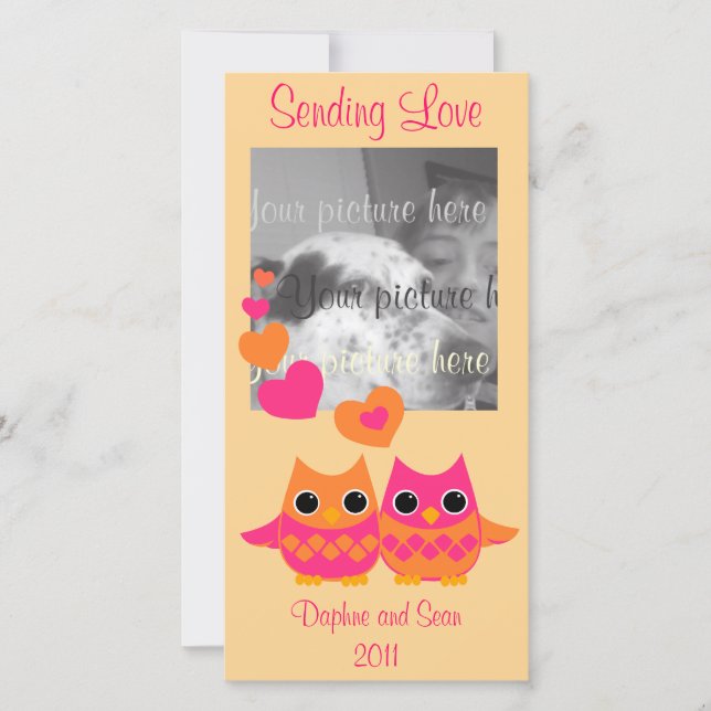Tarjeta Festiva Lechuzas de amor dulces (Anverso)