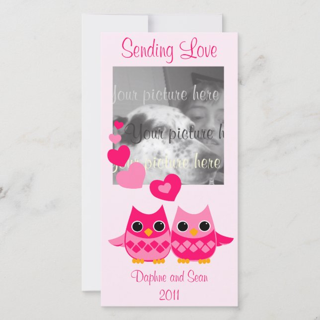 Tarjeta Festiva Lechuzas de amor dulces (Anverso)
