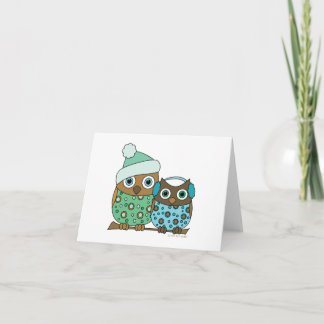 Tarjeta Festiva Lechuzas de nieve