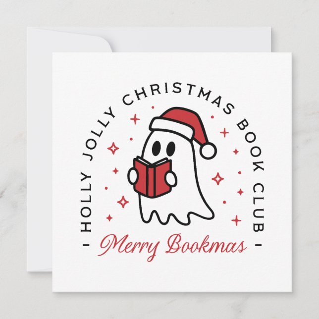 Tarjeta Festiva Lector holly jolly del club de lectura de navidade (Anverso)