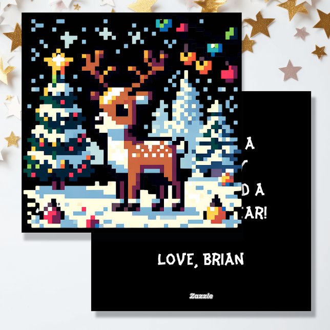 Tarjeta Festiva Lédano de arte pixel en los Navidades de la nieve (Subido por el creador)