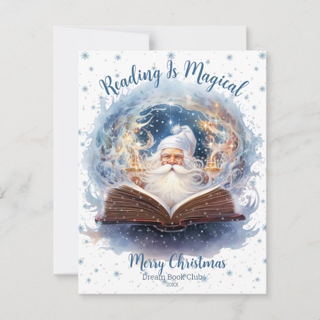 Tarjeta Festiva Leer es un mágico diseño de copos de nieve (Anverso)
