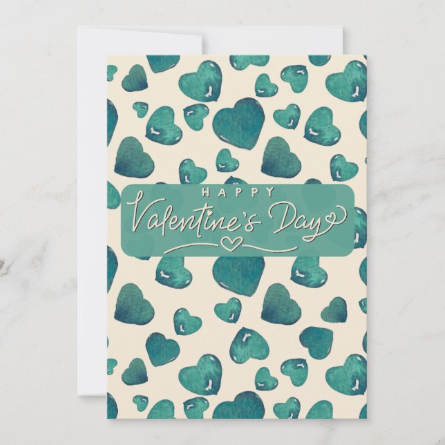 Tarjeta Festiva legant Watercolor Valentine's Day Card (Anverso)