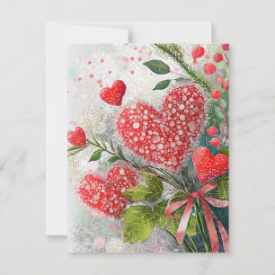 Tarjeta Festiva Lentos corazones de lentejuelas valentín