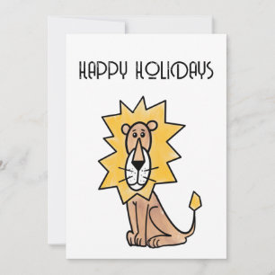 Tarjeta Festiva león lindo dibujos animados niños retro safari sel