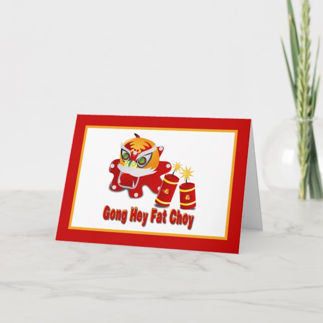 Tarjeta Festiva León y petardos chinos (Anverso)