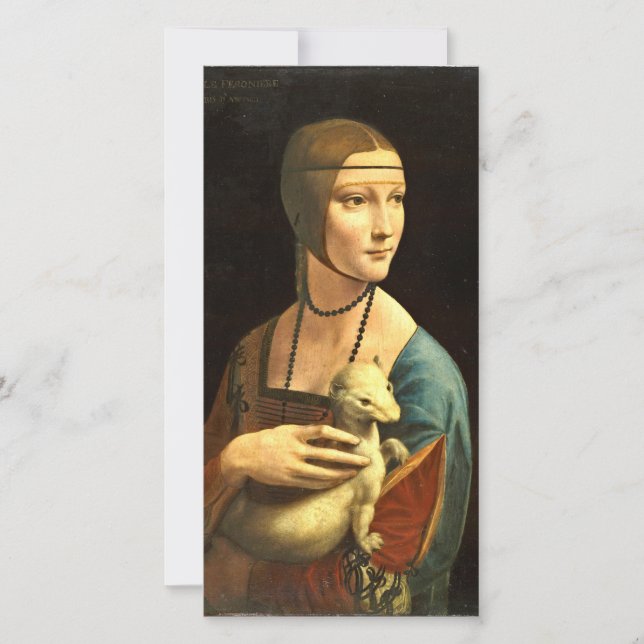 Tarjeta Festiva Leonardo Da Vinci - La Dama Con Un Ermio (Anverso)