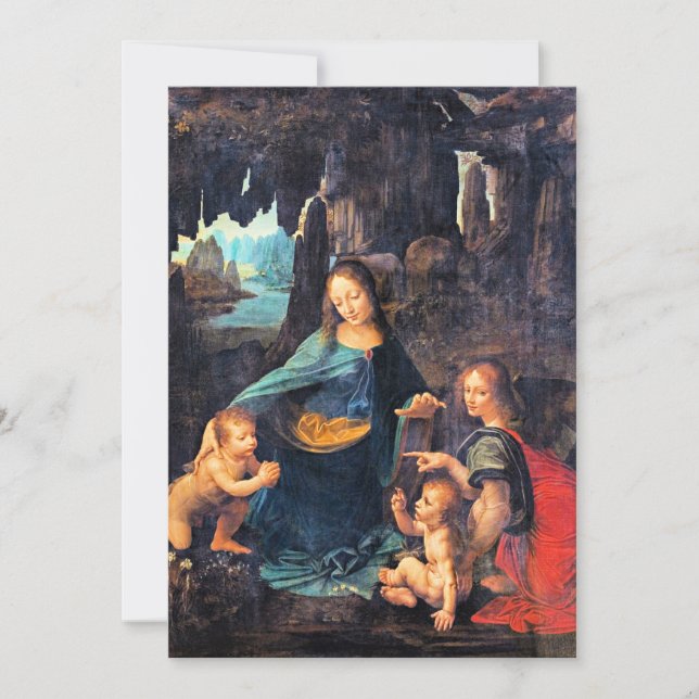Tarjeta Festiva Leonardo da Vinci - The Virgin of the Rocks,  (Anverso)