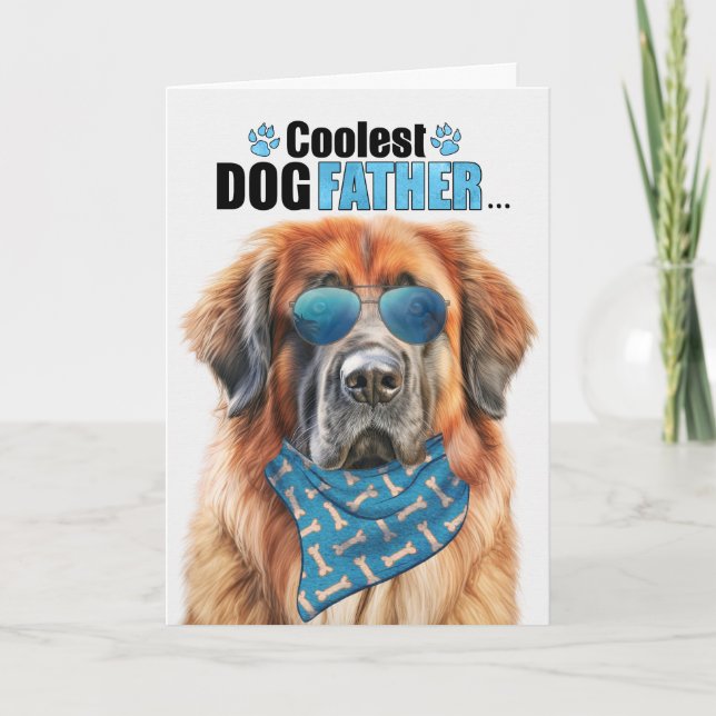 Tarjeta Festiva Leonberger Dog El Papá Más Coolado Del Día Del Pad (Anverso)
