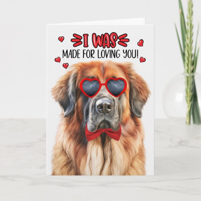 Tarjeta Festiva Leonberger Dog hecho para amarte San Valentín (Anverso)