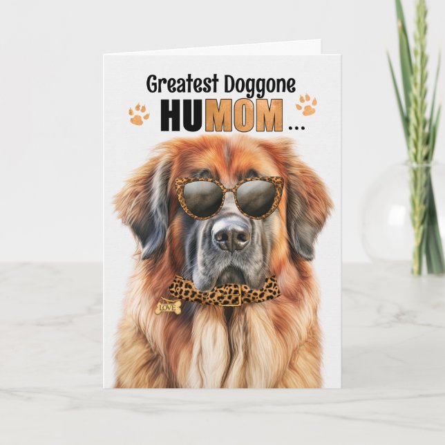 Tarjeta Festiva Leonberger Dog Mejor HuMOM del Día de la Madre (Anverso)