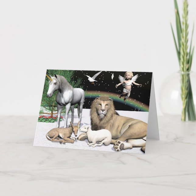 Tarjeta Festiva Leones y lambres (Anverso)