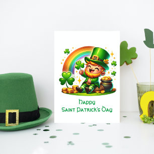 Tarjeta Festiva Leprechaun alegre: Fiesta del Día de San Patricio