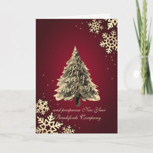 Tarjeta Festiva Les Deseamos Una Feliz Navidad,Copos de nieve,Rojo