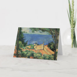 Tarjeta Festiva L'Estaque con techos rojos - Paul Cezanne - c1883