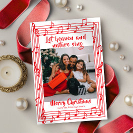 Tarjeta Festiva Let Heaven Sing Musical Border One Photo Christmas