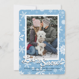 Tarjeta Festiva Let it Snow Snowflake Holiday Card with Photo