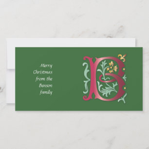 Tarjeta Festiva Letra B Monograma Fleur de lis