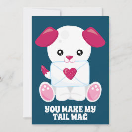 Tarjeta Festiva Letra de amor de perro Personalizado rosa azul tex