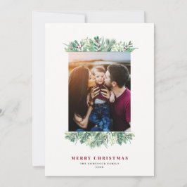 Tarjeta Festiva Letra de familia de Navidades de follaje acuático