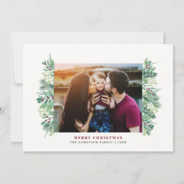 Tarjeta Festiva Letra de familia de Navidades de follaje acuático