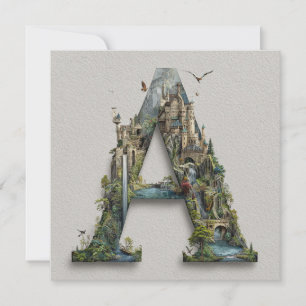 Tarjeta Festiva Letra de fantasía A con castillos en el cielo Libr