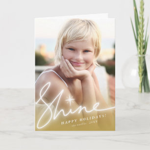 Tarjeta Festiva Letra manuscrita de brillo dorado con efecto ombre
