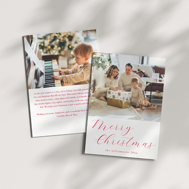 Tarjeta Festiva Letra roja simple merry navideña (Subido por el creador)