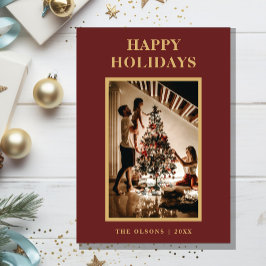 Tarjeta Festiva Letra roja y foto de los días festivos clásicos mi