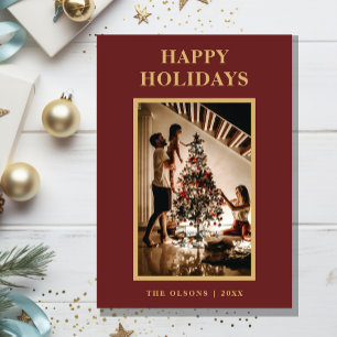 Tarjeta Festiva Letra roja y foto de los días festivos clásicos mi